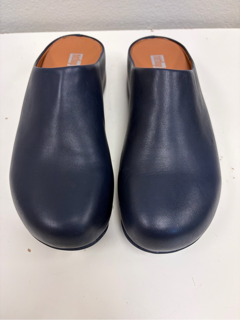Fitflop Navy Leather Slip-On Clogs